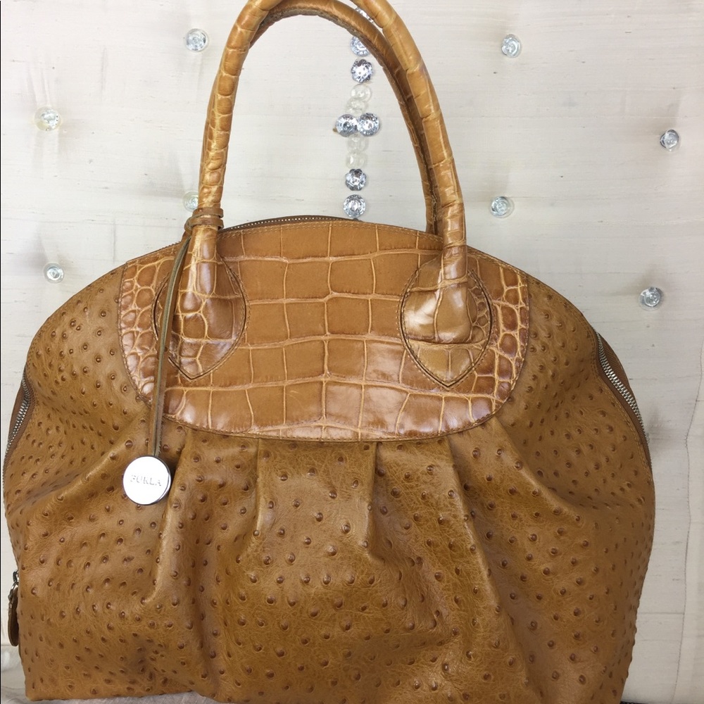 Furla ostrich embossed tote bag